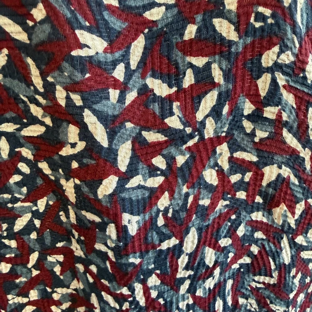 Tory Burch Blue Burgundy White Agate Confetti Tunic Blouse Silk Blend XS Fall